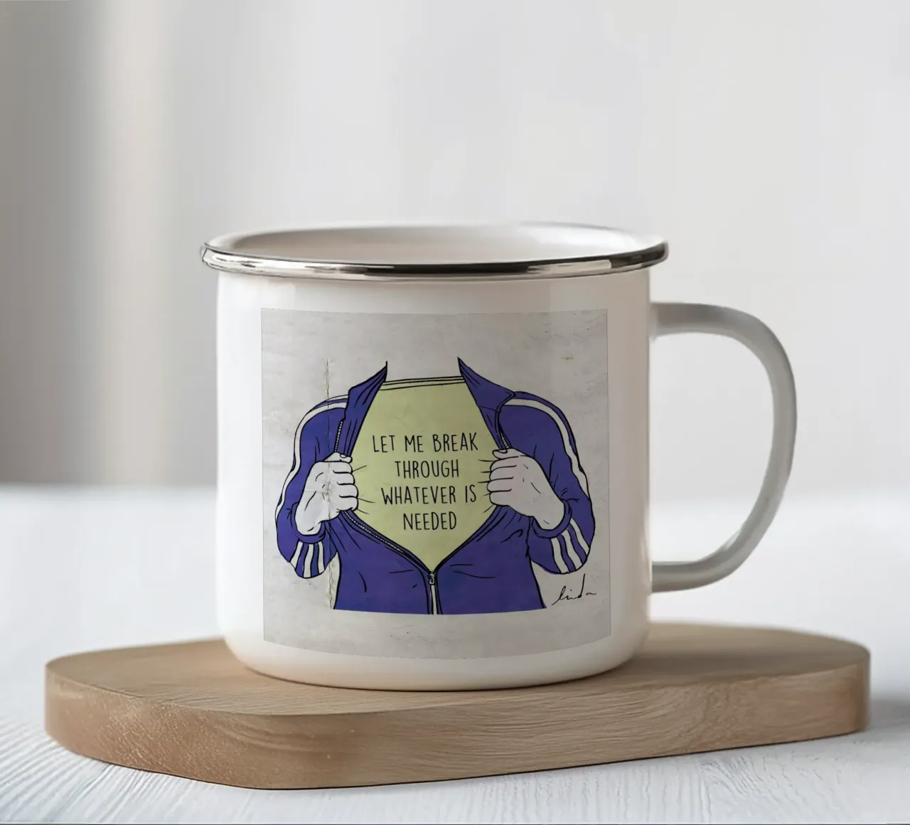 Break Through tazza in smalto da Linda van Bruggen