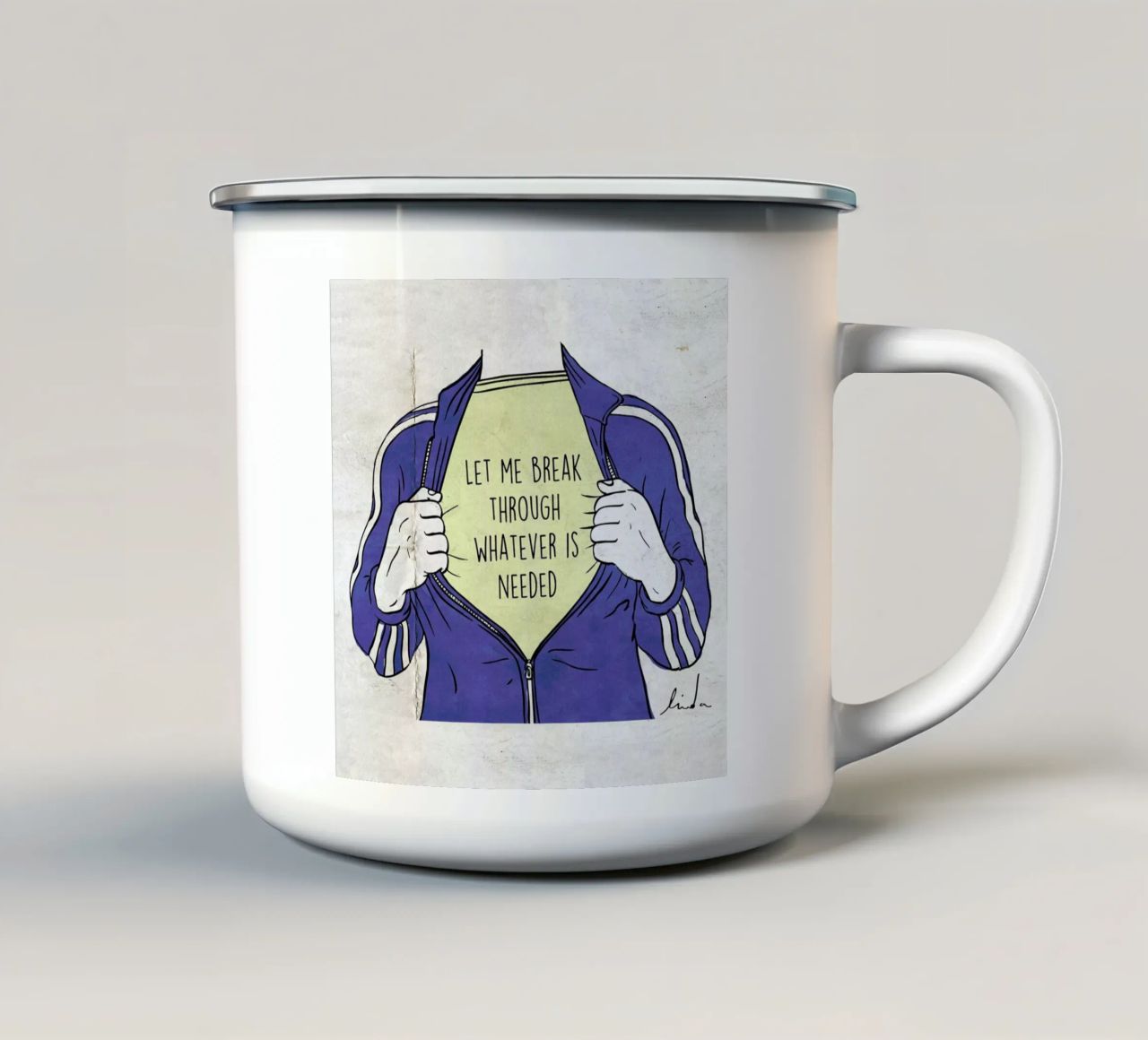 Break Through tazza in smalto da Linda van Bruggen