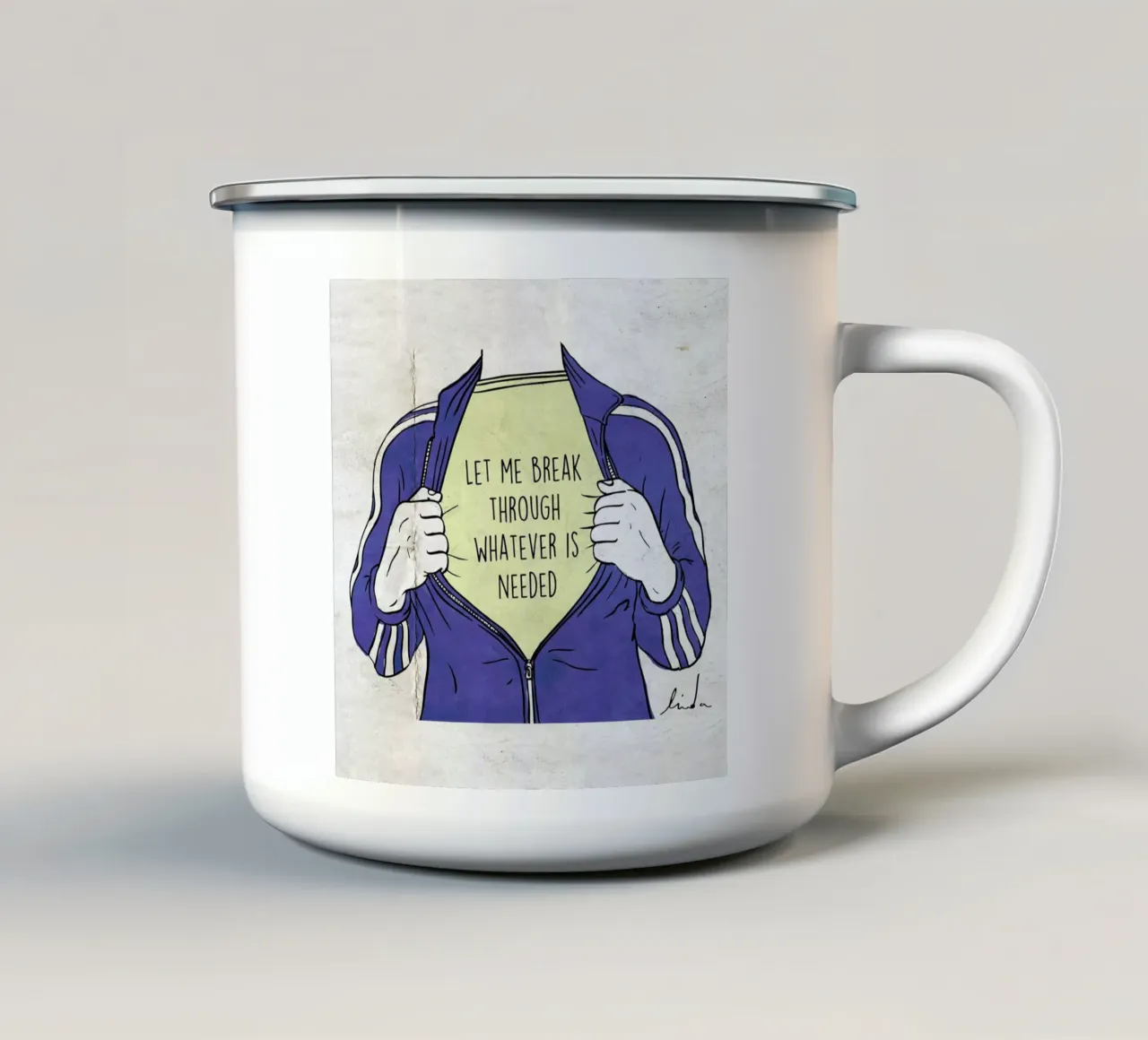 Break Through tazza in smalto da Linda van Bruggen