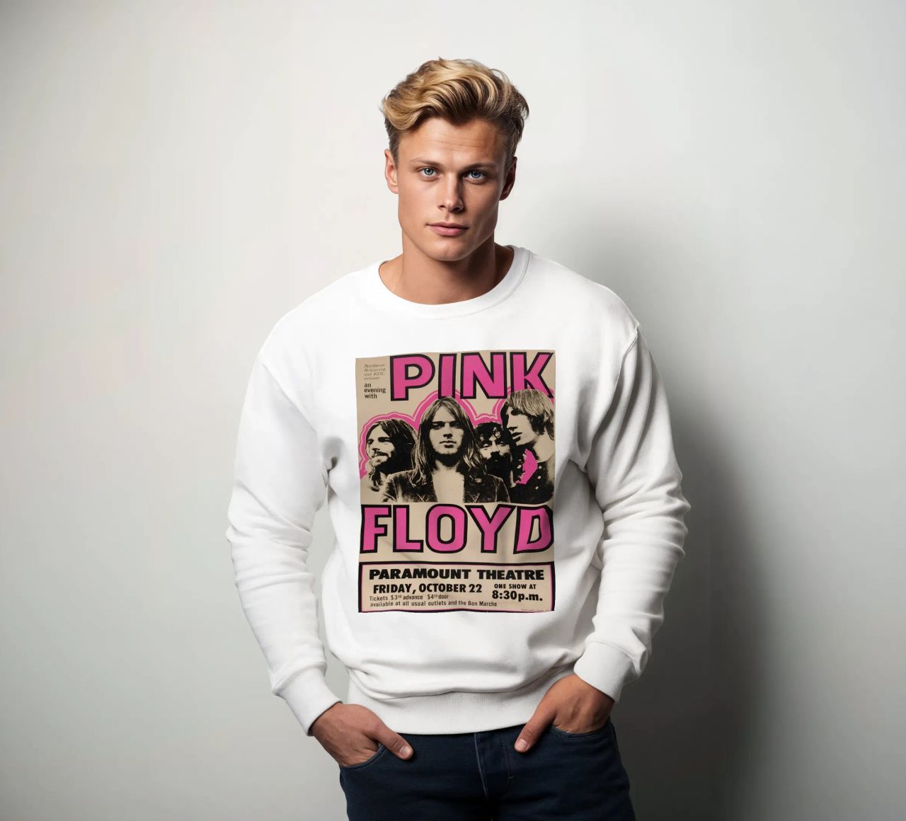 Vintage Pink Floyd Oct 22 Concert Rock Music Print sweat de SoundStudio