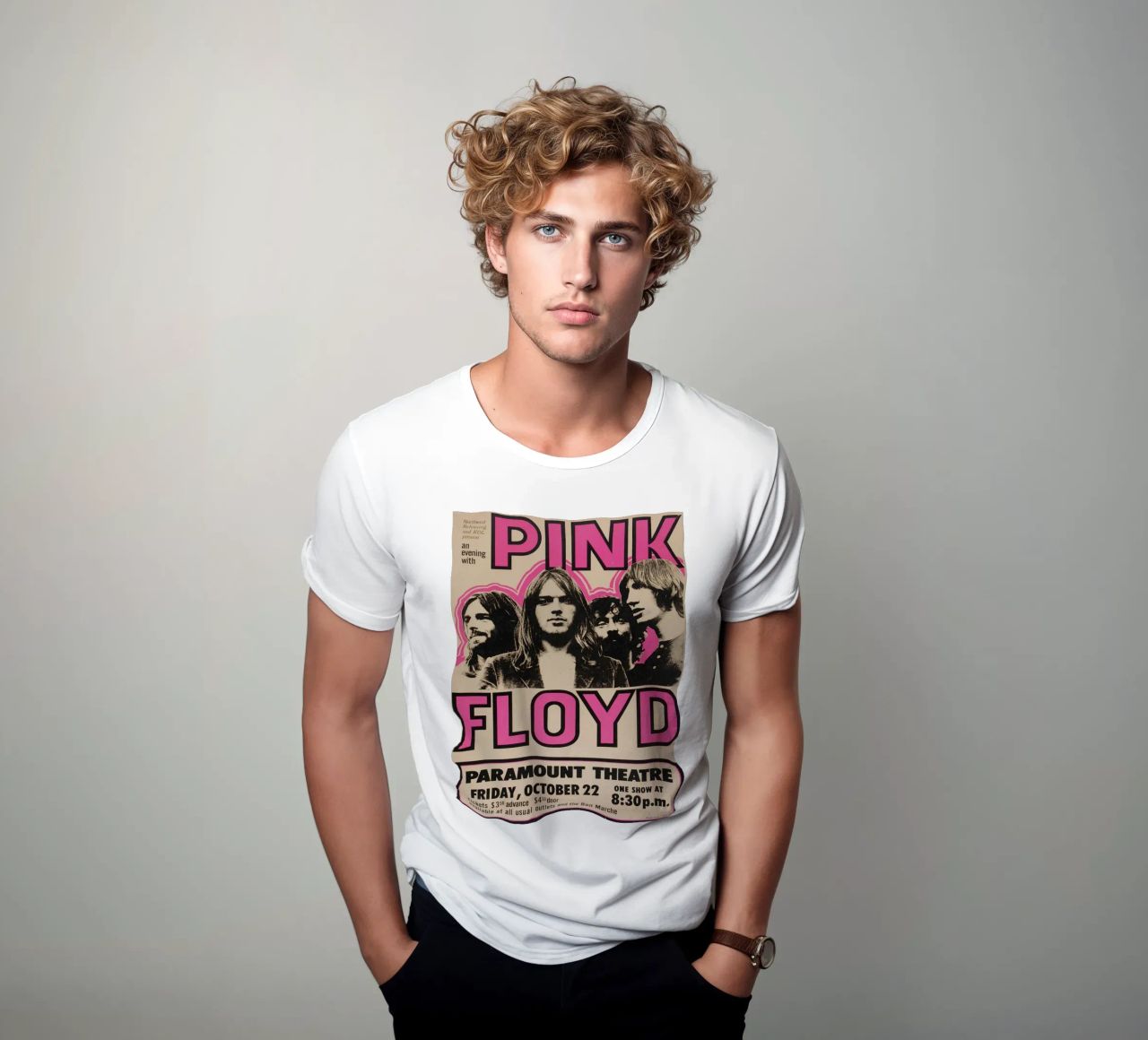 Vintage Pink Floyd Oct 22 Concert Rock Music Print t-shirt de SoundStudio