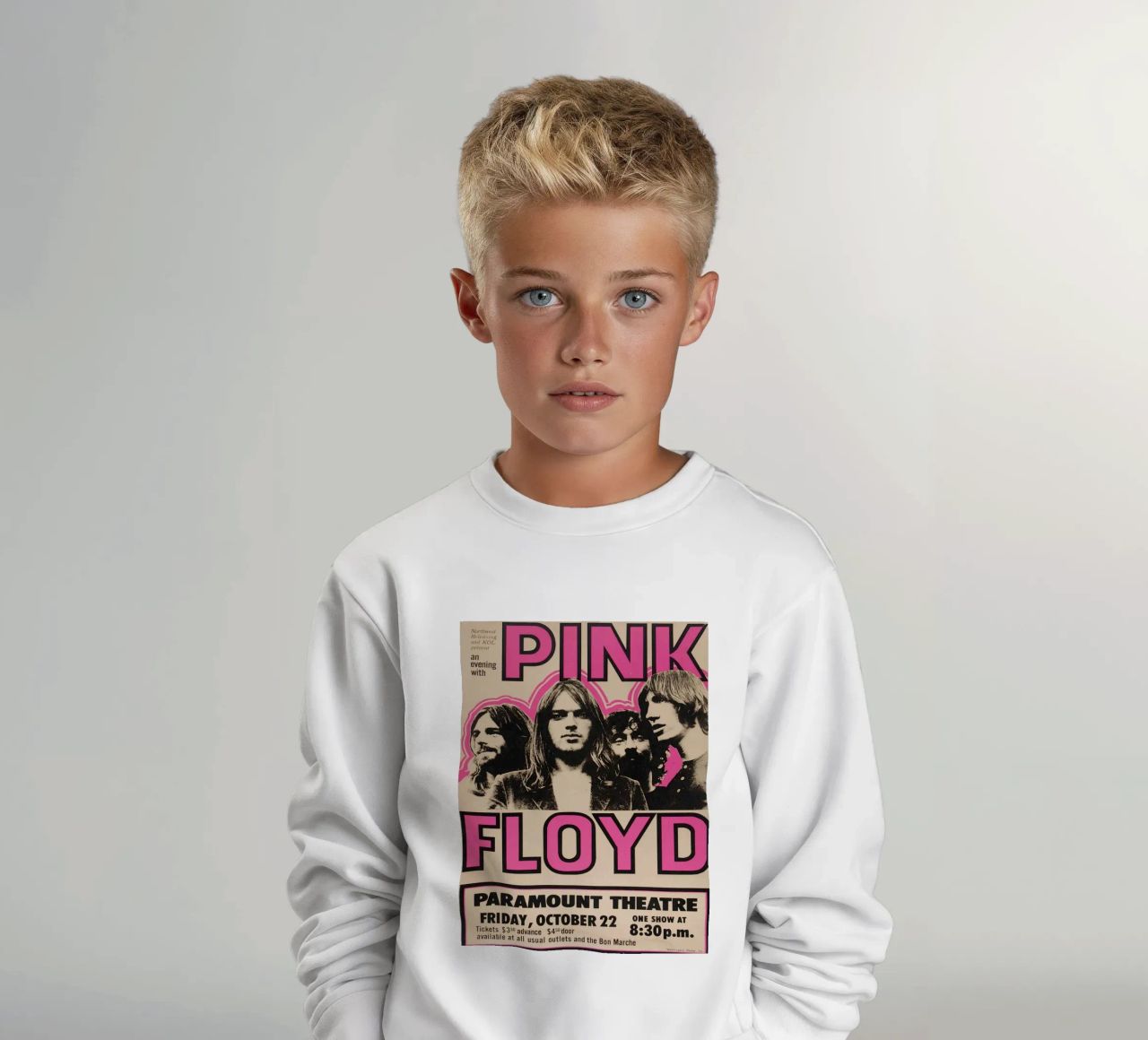 Vintage Pink Floyd Oct 22 Concert Rock Music Print sweat enfant de SoundStudio