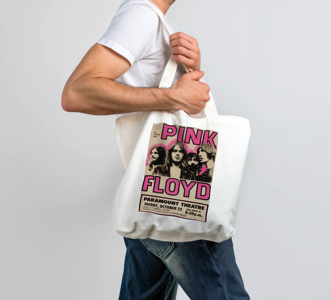Vintage Pink Floyd Oct 22 Concert Rock Music Print tote bag de SoundStudio