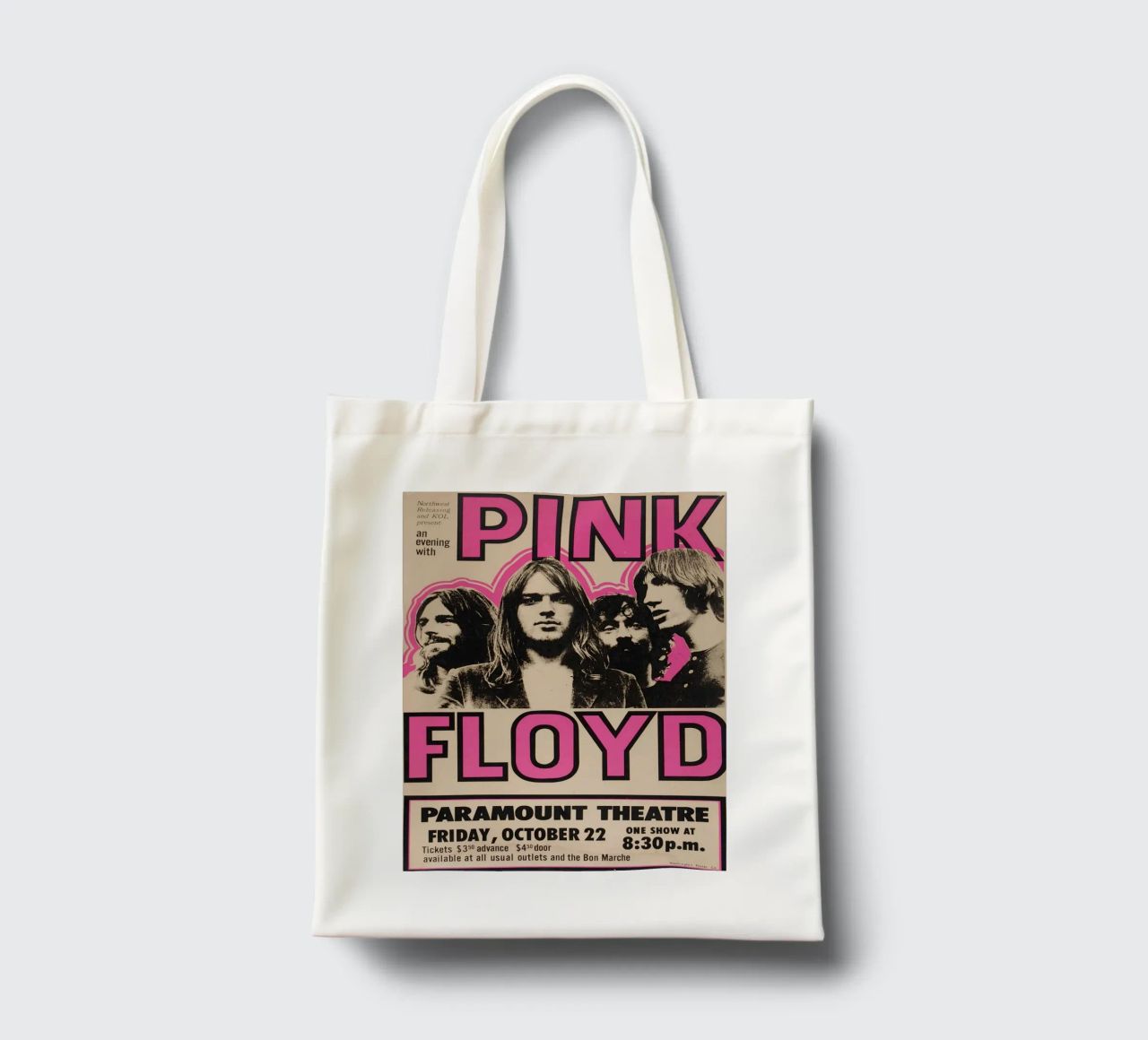 Vintage Pink Floyd Oct 22 Concert Rock Music Print tote bag de SoundStudio