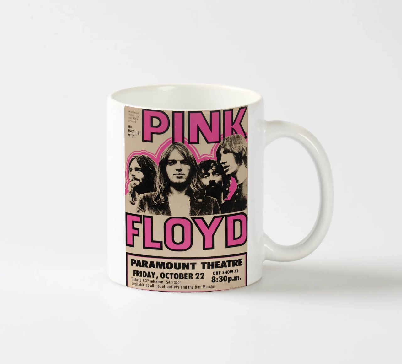 Vintage Pink Floyd Oct 22 Concert Rock Music Print mug en céramique de SoundStudio