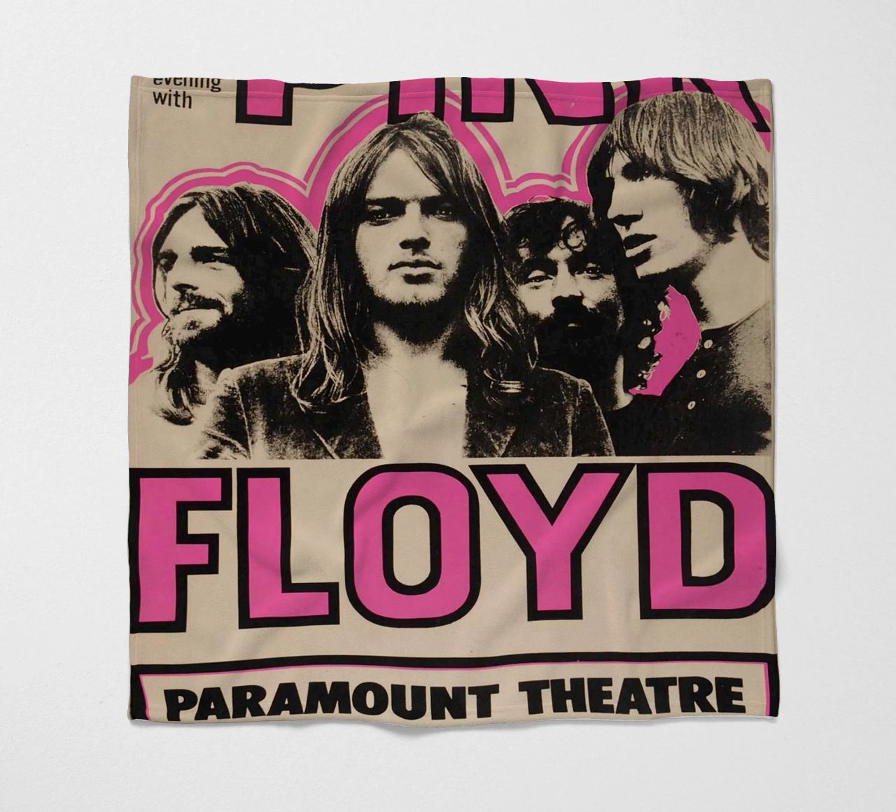 Vintage Pink Floyd Oct 22 Concert Rock Music Print plaid polaire de SoundStudio