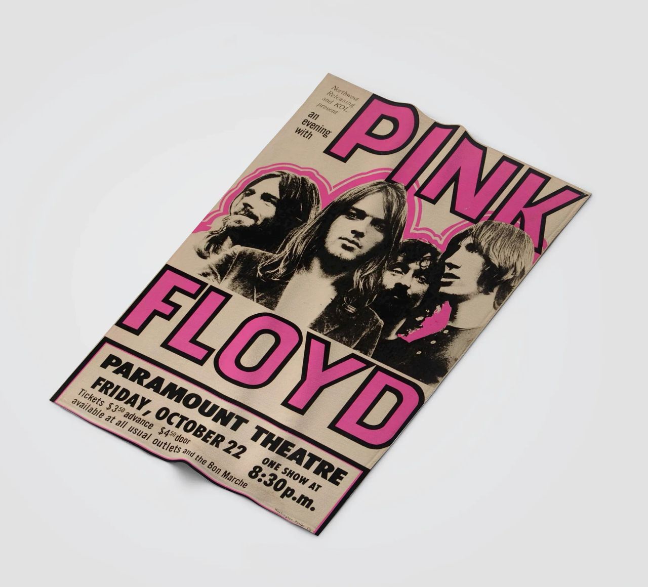 Vintage Pink Floyd Oct 22 Concert Rock Music Print plaid polaire de SoundStudio