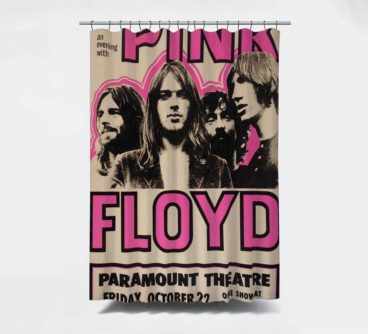 Vintage Pink Floyd Oct 22 Concert Rock Music Print rideau de douche de SoundStudio