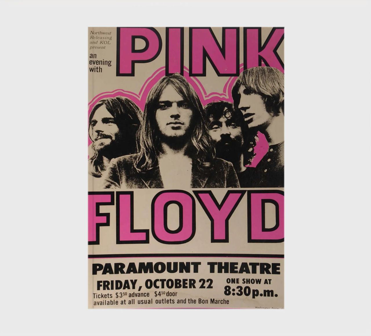 Vintage Pink Floyd Oct 22 Concert Rock Music Print carnet de notes de SoundStudio