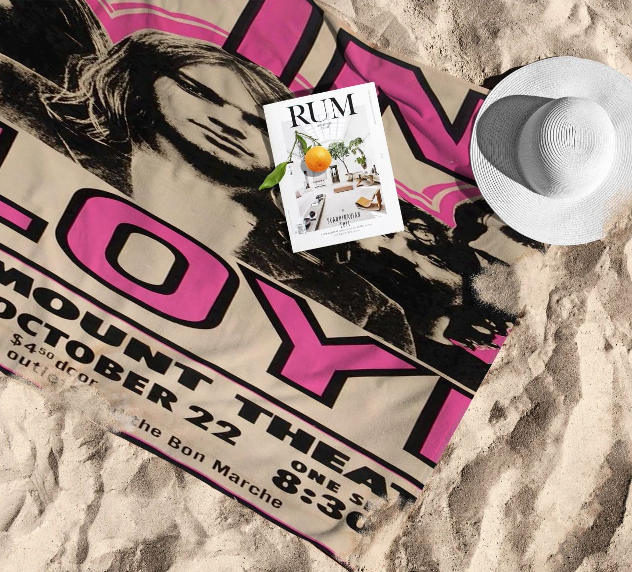 Vintage Pink Floyd Oct 22 Concert Rock Music Print serviette de plage de SoundStudio
