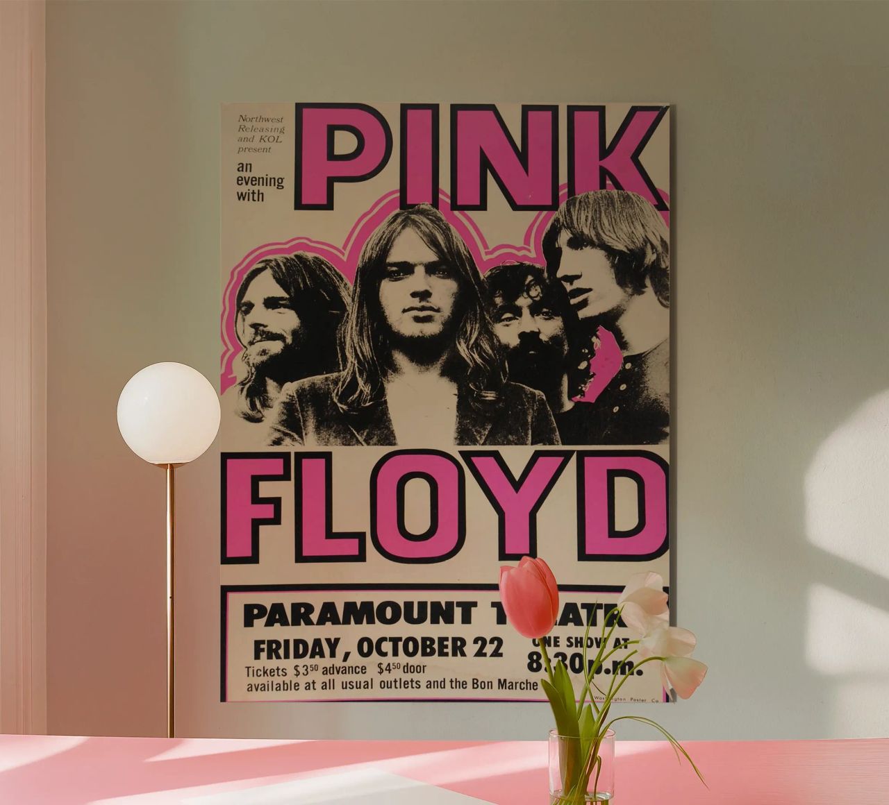 Vintage Pink Floyd Oct 22 Concert Rock Music Print alu dibond de SoundStudio