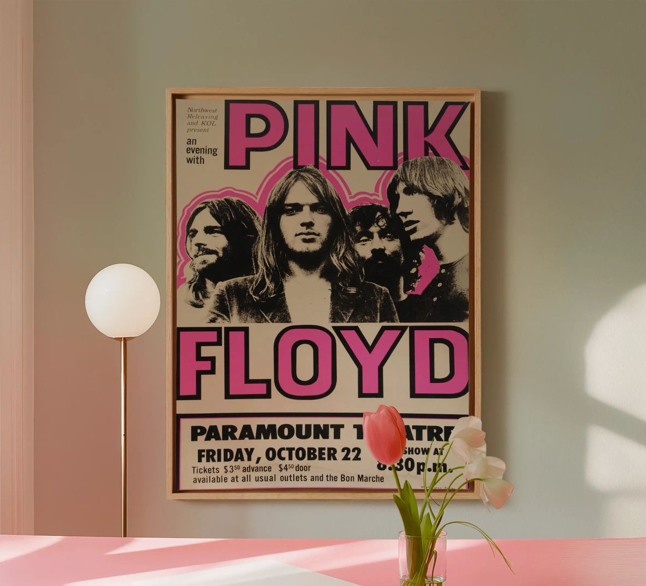 Vintage Pink Floyd Oct 22 Concert Rock Music Print toile de SoundStudio
