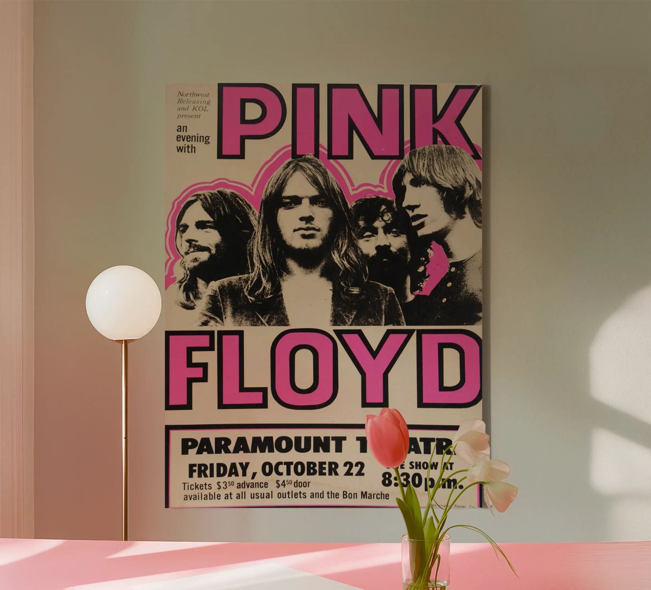 Vintage Pink Floyd Oct 22 Concert Rock Music Print toile de SoundStudio