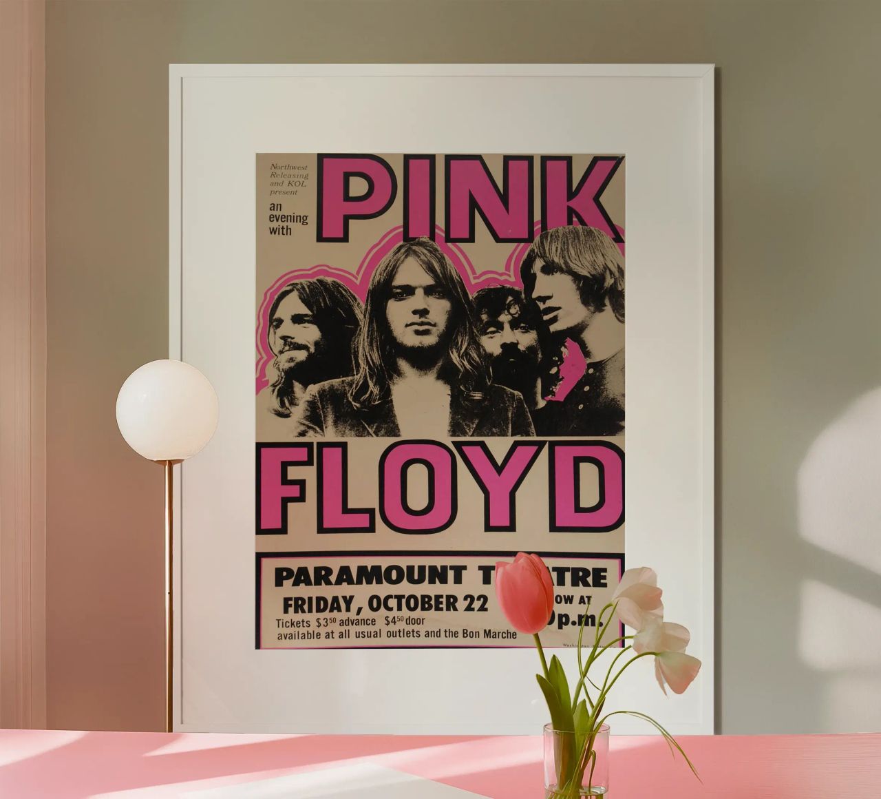 Vintage Pink Floyd Oct 22 Concert Rock Music Print poster de SoundStudio