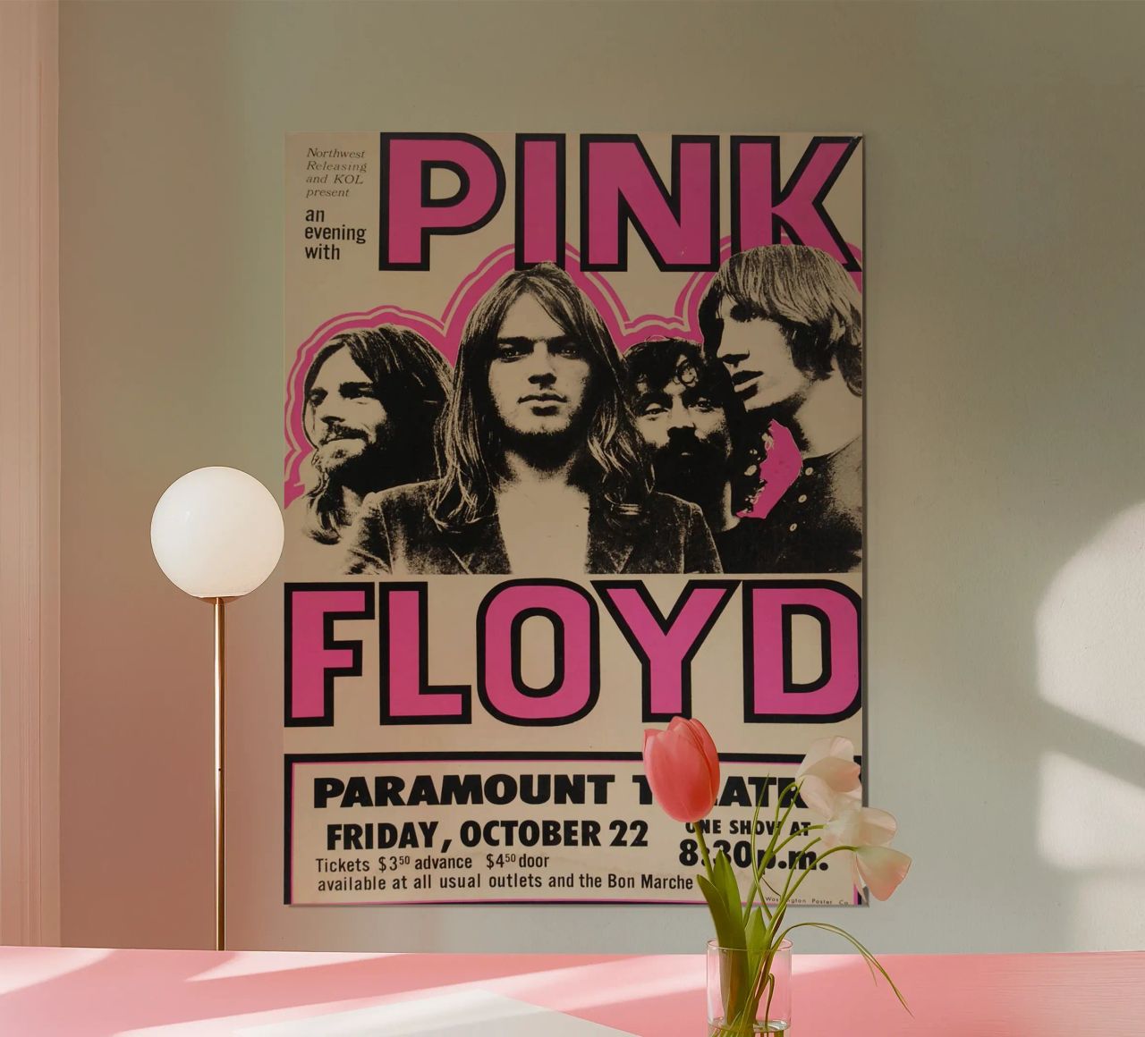 Vintage Pink Floyd Oct 22 Concert Rock Music Print poster de SoundStudio