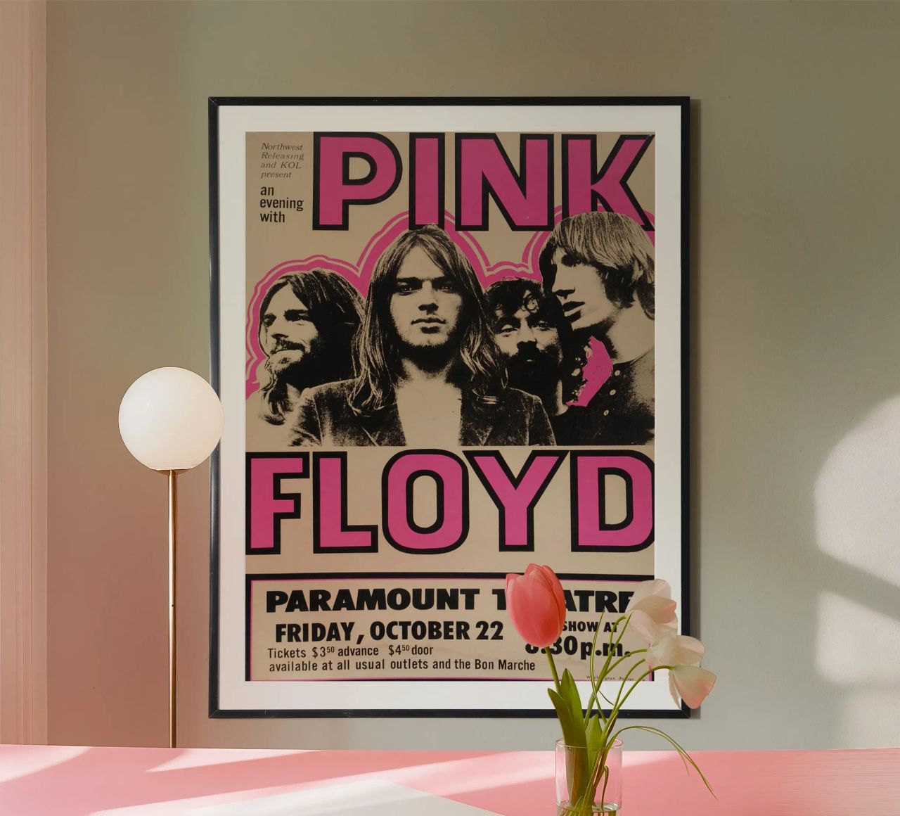 Vintage Pink Floyd Oct 22 Concert Rock Music Print poster de SoundStudio