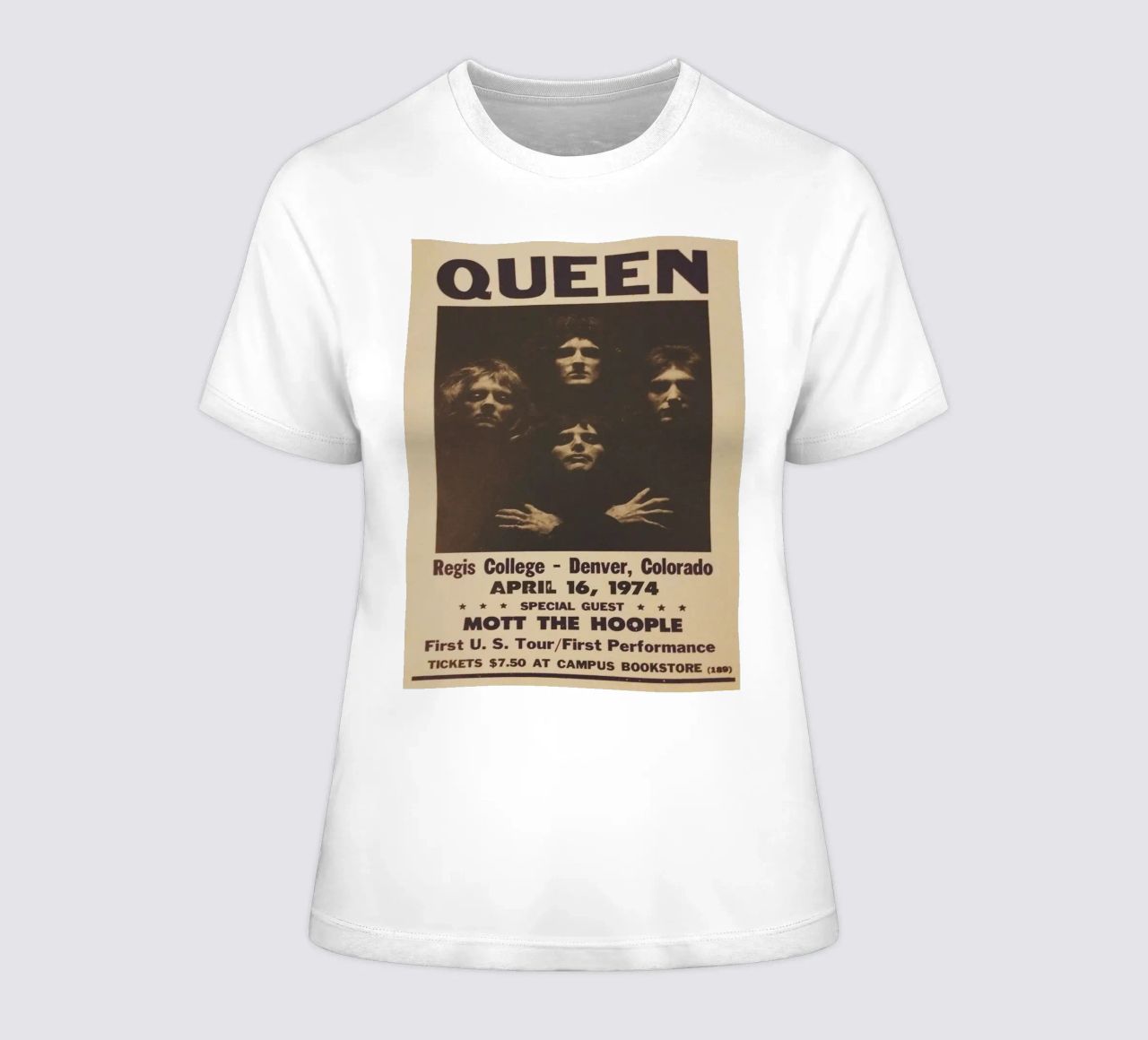 Vintage Queen Concert Poster 1974 Denver t-shirt ajusté pour femmes de SoundStudio