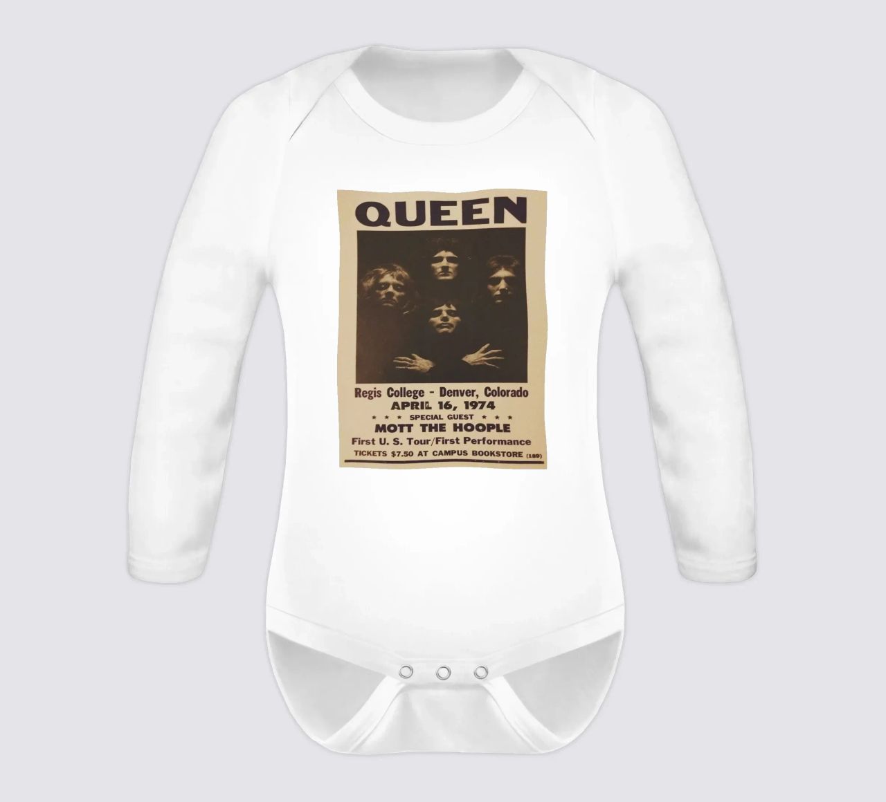 Vintage Queen Concert Poster 1974 Denver body manches longues de SoundStudio