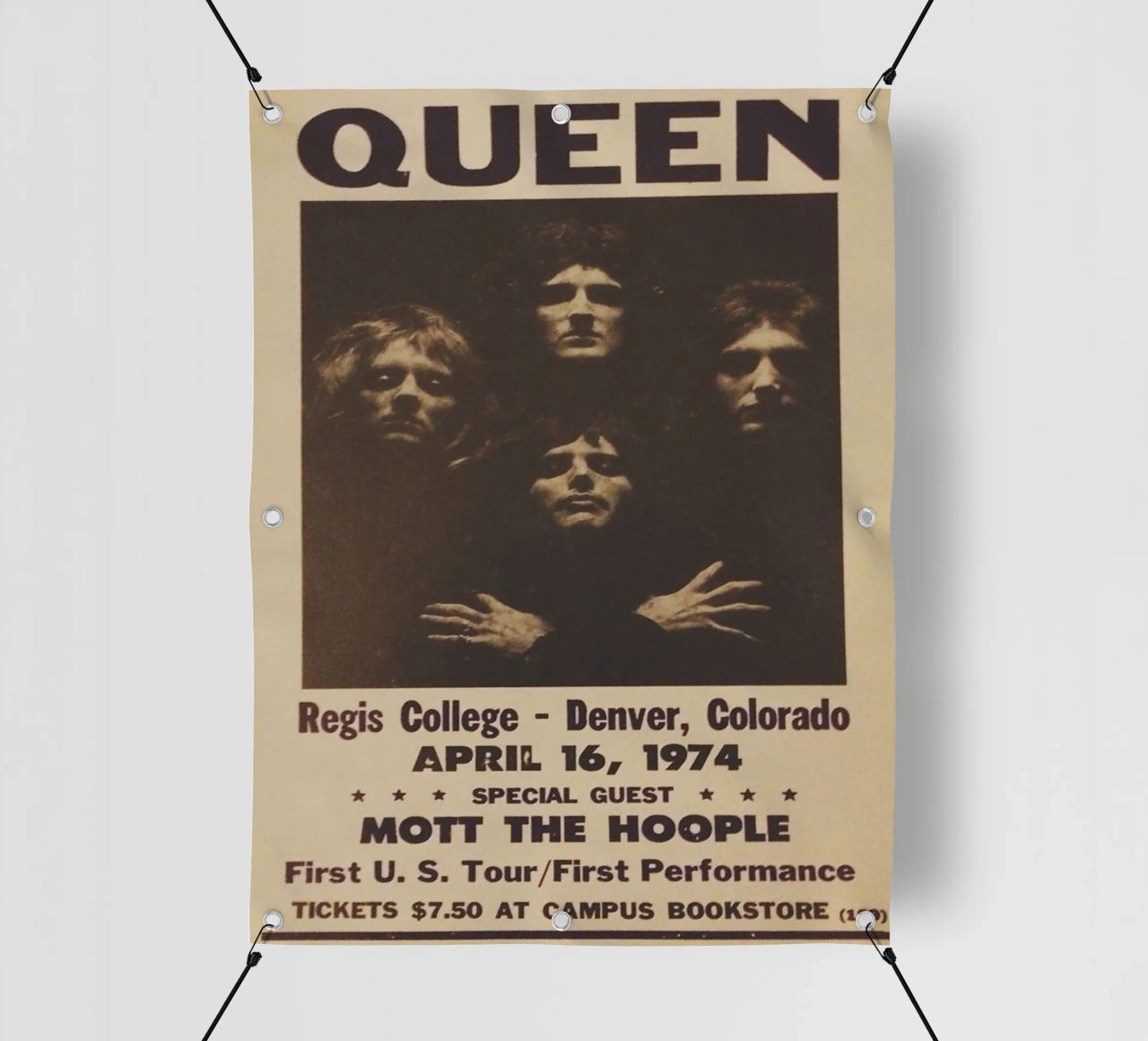 Vintage Queen Concert Poster 1974 Denver bâche pvc de SoundStudio