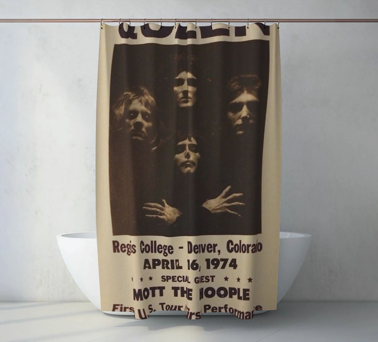 Vintage Queen Concert Poster 1974 Denver rideau de douche de SoundStudio
