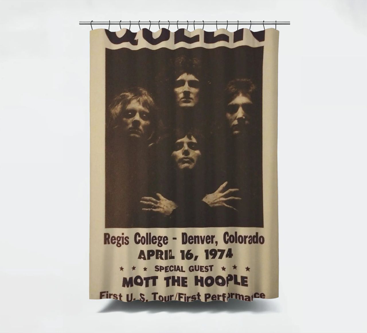 Vintage Queen Concert Poster 1974 Denver rideau de douche de SoundStudio