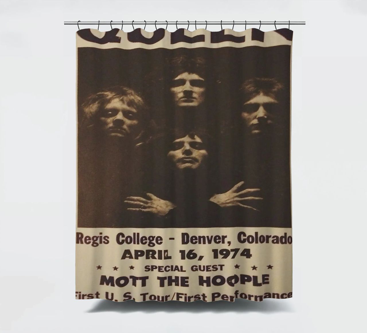 Vintage Queen Concert Poster 1974 Denver rideau de douche de SoundStudio