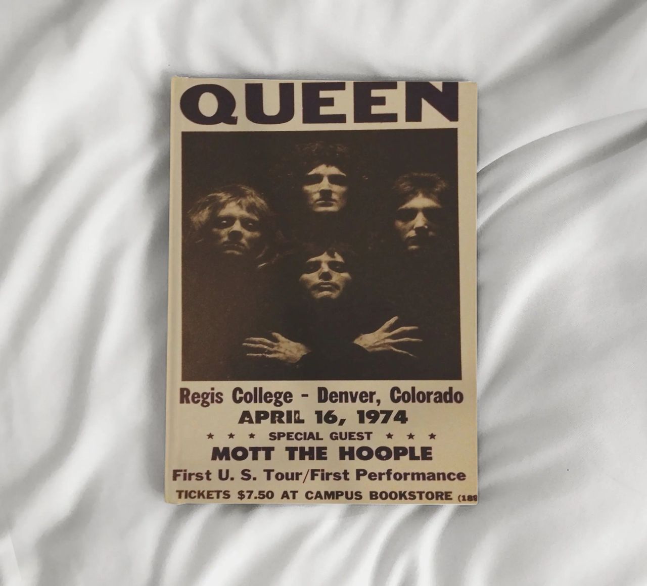 Vintage Queen Concert Poster 1974 Denver carnet de notes de SoundStudio