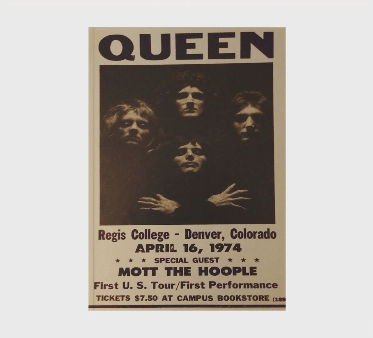 Vintage Queen Concert Poster 1974 Denver carnet de notes de SoundStudio