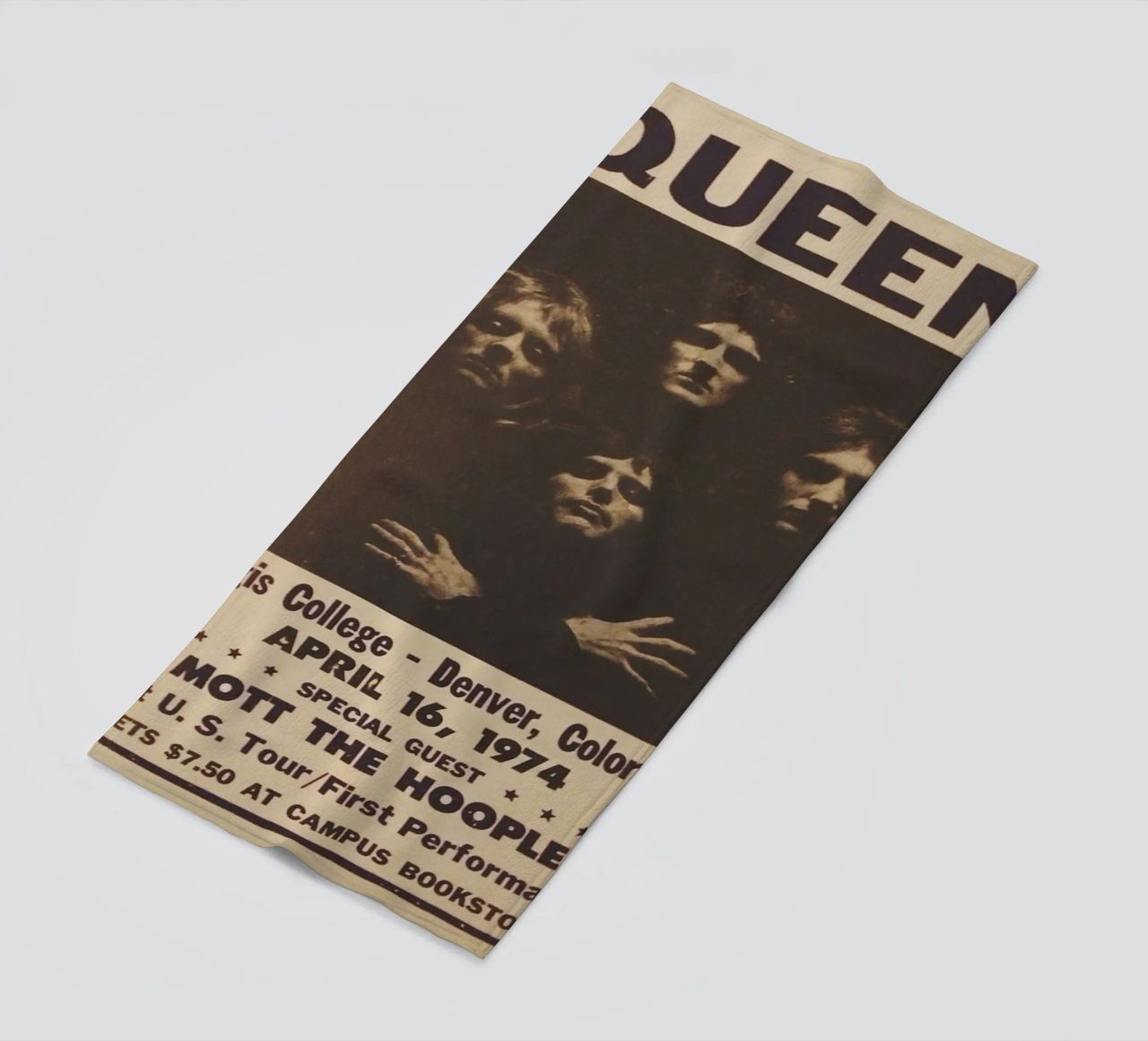 Vintage Queen Concert Poster 1974 Denver serviette de plage de SoundStudio