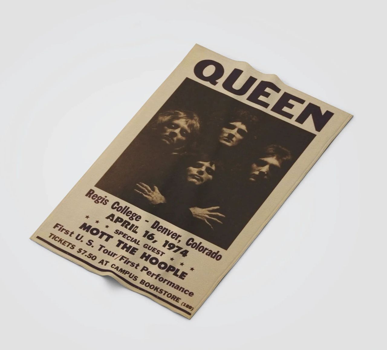 Vintage Queen Concert Poster 1974 Denver plaid polaire de SoundStudio