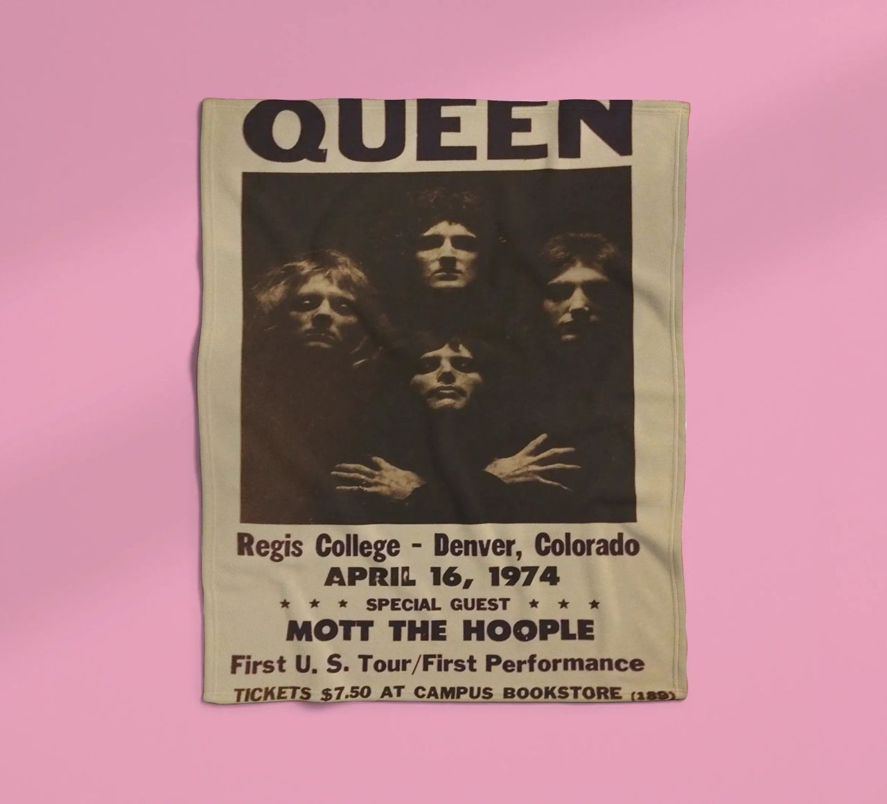 Vintage Queen Concert Poster 1974 Denver plaid polaire de SoundStudio