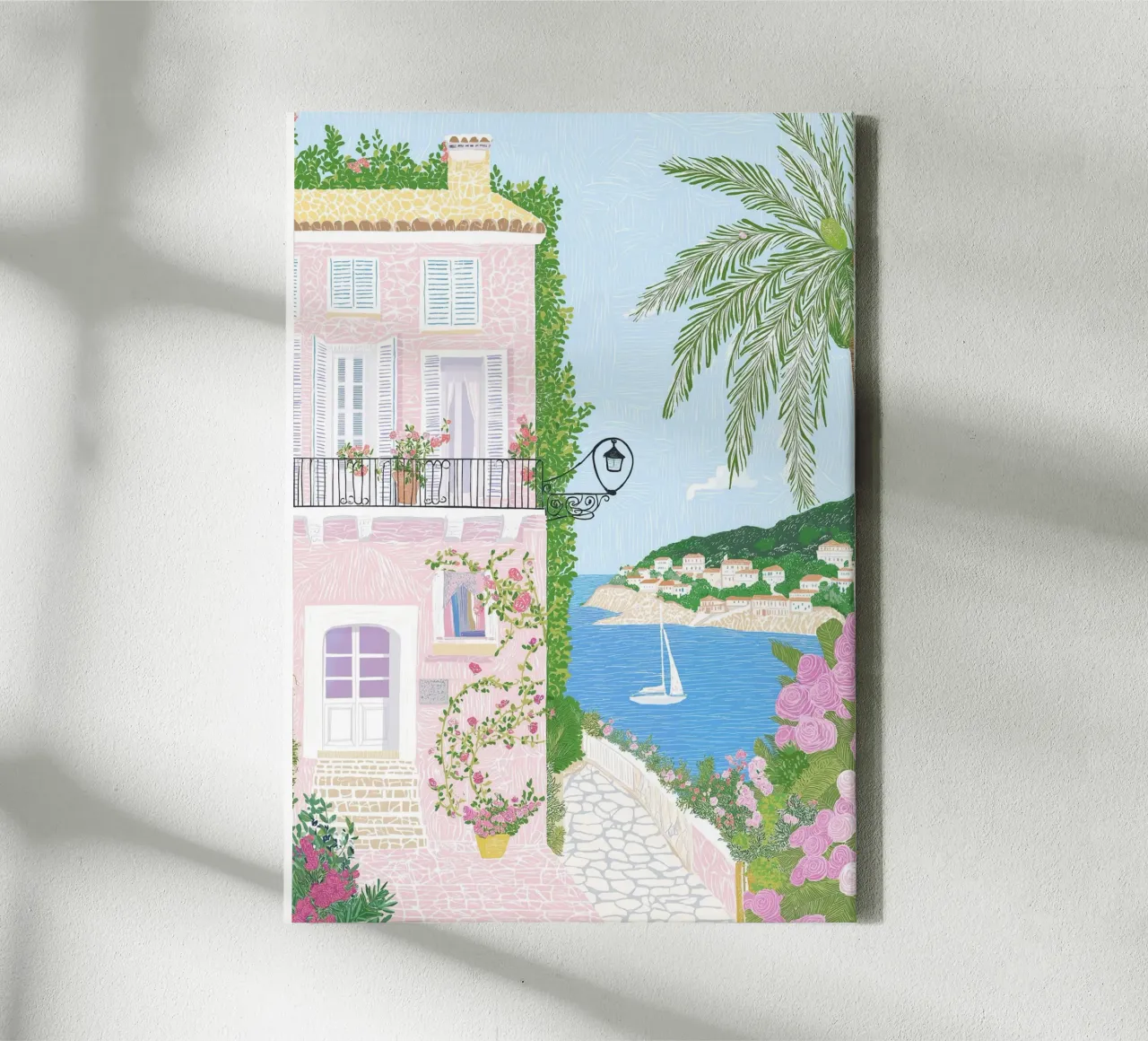 Italiaanse kustkunst, Villa Print Comomeer, La dolce Vita canvas met Baklijst van Gaia