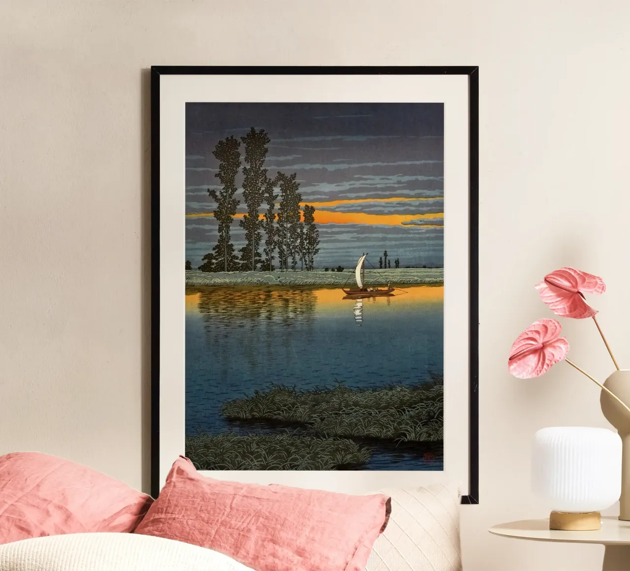 Ukiyo-e: Paesaggio giapponese, Crepuscolo a Ushibori, Hasui poster da Aesthetic Muse