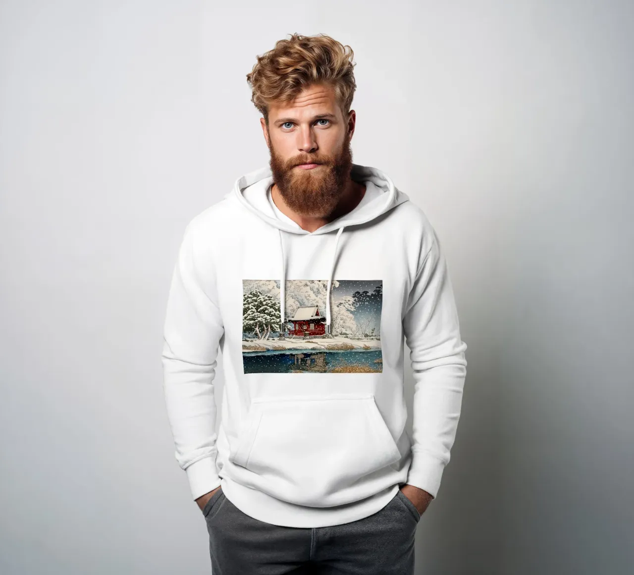 Ukiyo-e: paisaje, Nieve en la entrada del santuario de Benten, Hasui sudadera con capucha de Aesthetic Muse