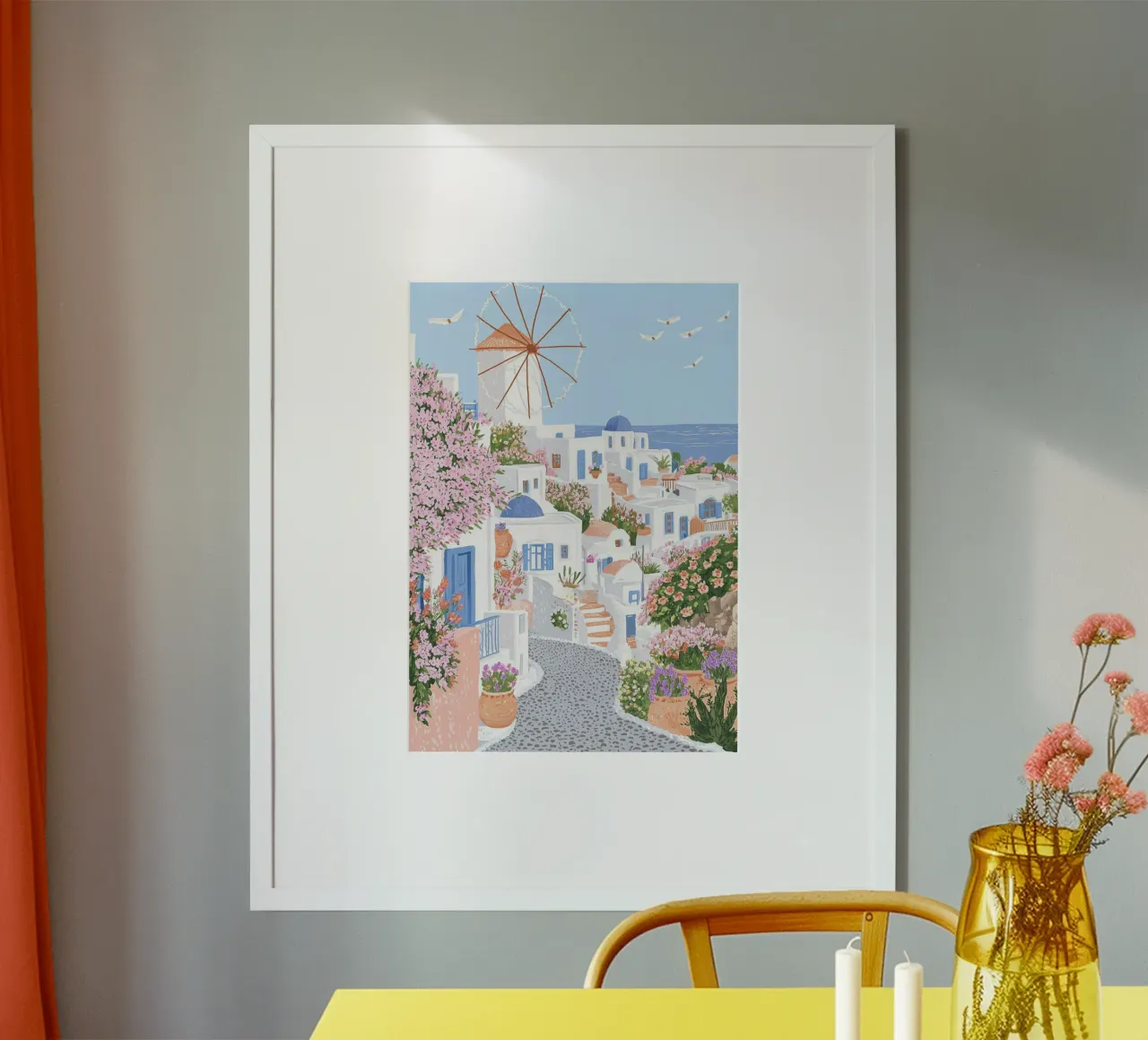 Mykonos, Grecia, Isole greche, Stampa di viaggio, Poster di viaggio poster con telaio in plastica da Gaia