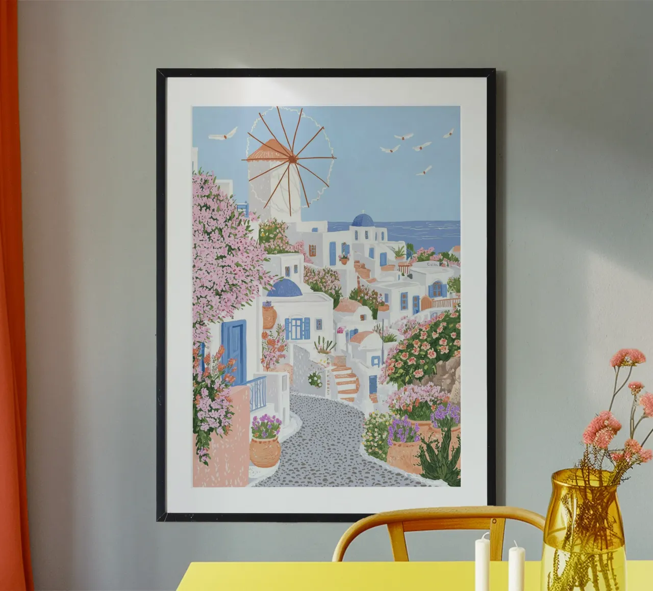 Mykonos, Grecia, Isole greche, Stampa di viaggio, Poster di viaggio poster con telaio in plastica da Gaia