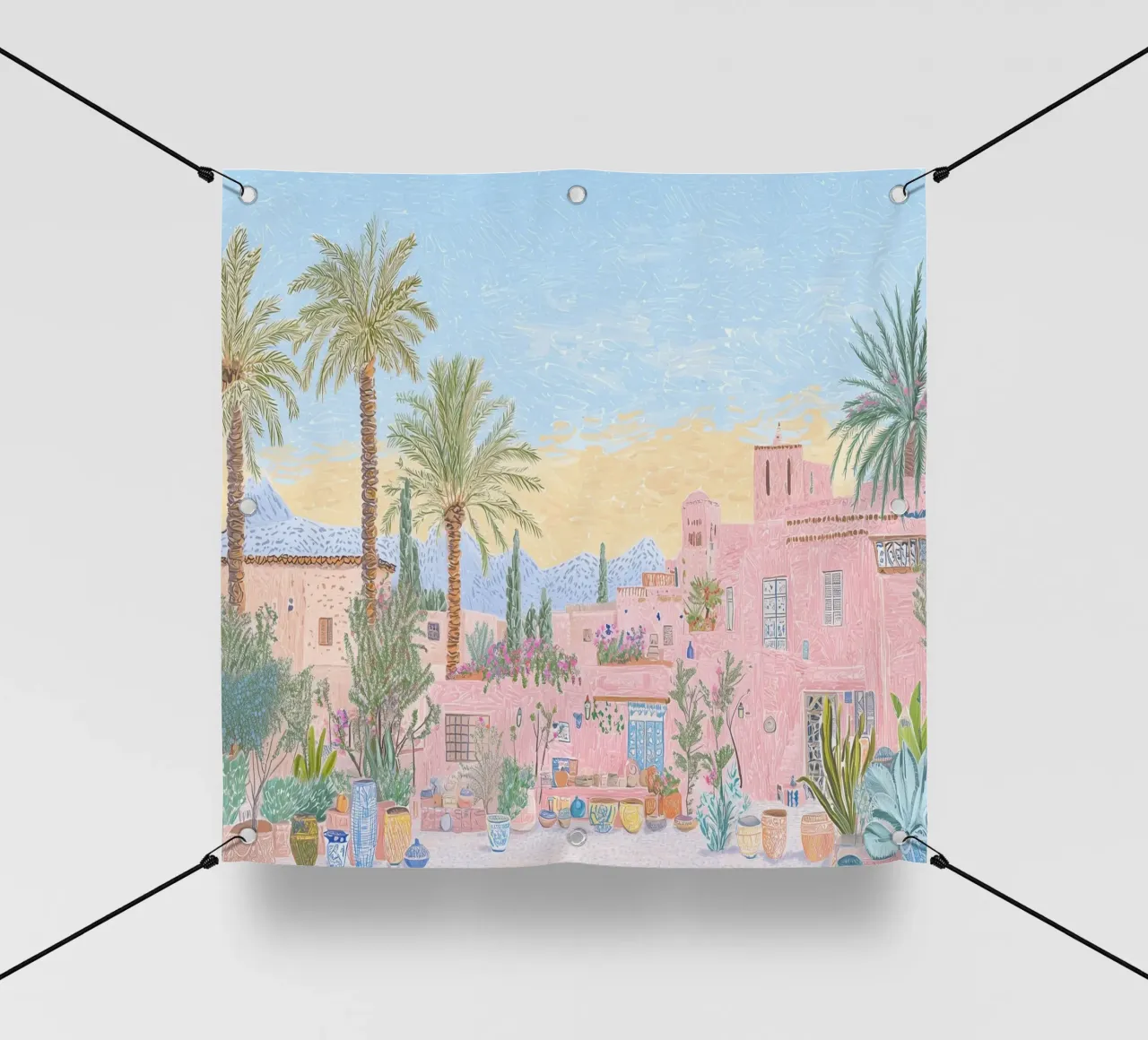 Marokko Print, Afrika Reisposter, Zonsondergang Print pvc-zeil van Gaia