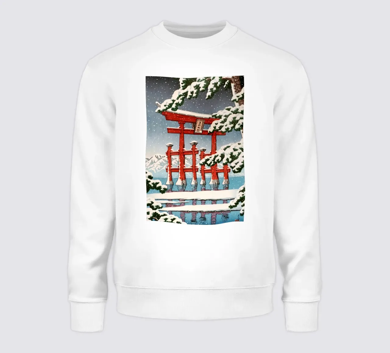 Ukiyo-e: Japanese landscape, Miyajima in Snow, Hasui sweatshirt by Aesthetic Muse