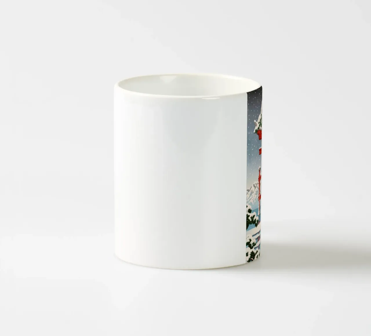 Ukiyo-e: Paesaggio giapponese, Miyajima innevata, Hasui tazza in ceramica da Aesthetic Muse