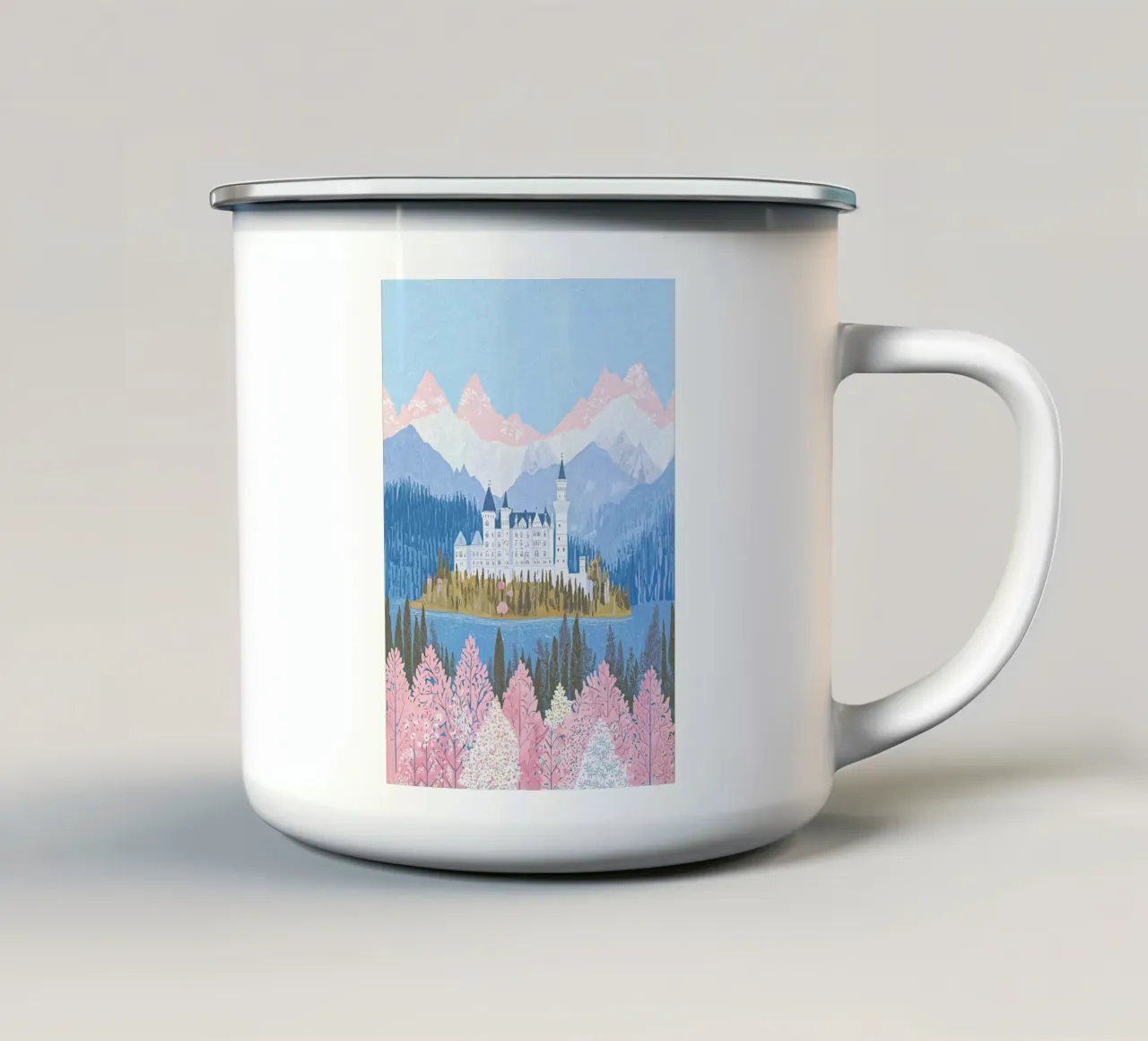 Slowenien Reise-Poster, Europa Reise-Druck, Landschaft Kunst Emaille Tasse von Gaia
