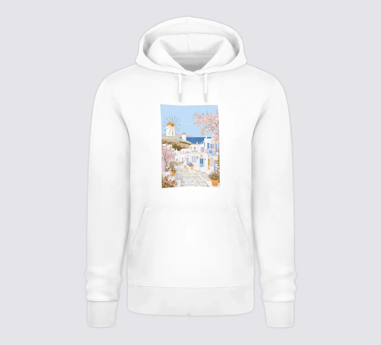 Poster Mykonos Grecia, Mercato dei fiori, Isole greche felpa con cappuccio da Gaia