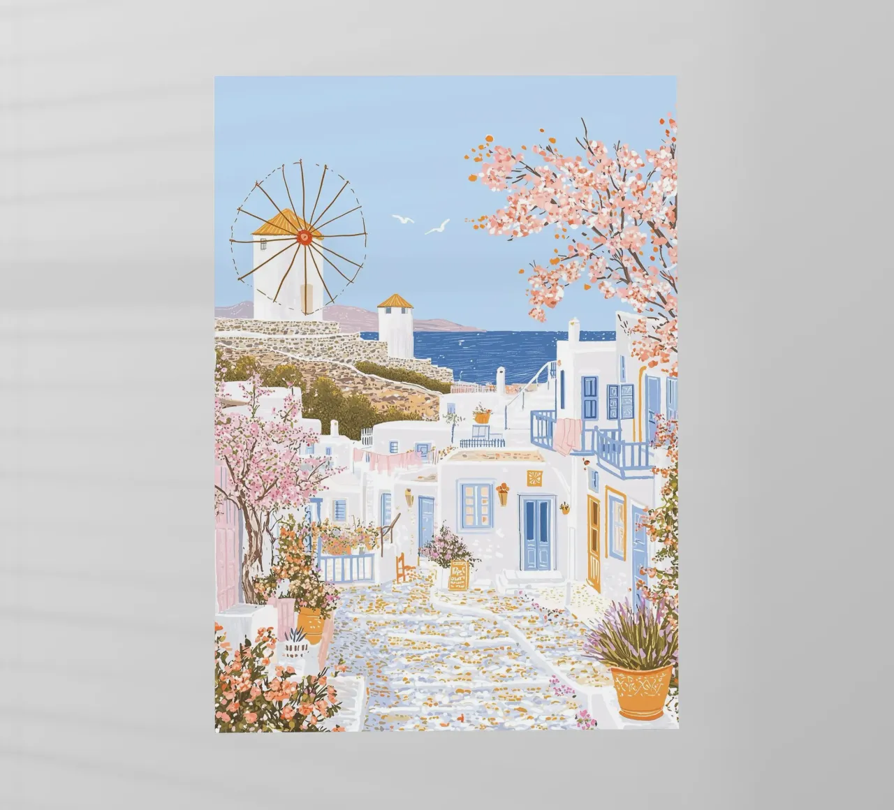 Poster Mykonos Grecia, Mercato dei fiori, Isole greche pellicola backlit da Gaia