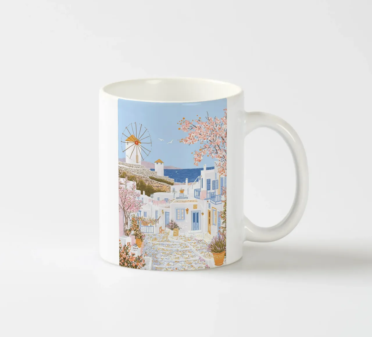 Poster Mykonos Grecia, Mercato dei fiori, Isole greche tazza in ceramica da Gaia