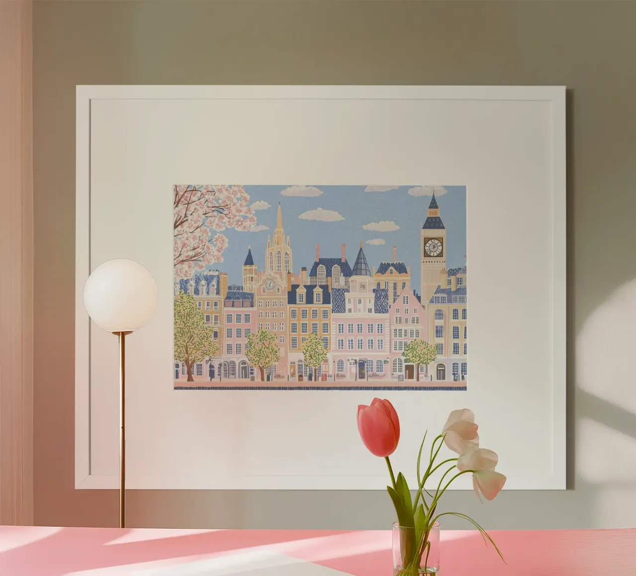 Stampa da viaggio di Londra, Poster di Londra, Mercato dei fiori poster con telaio in legno da Gaia