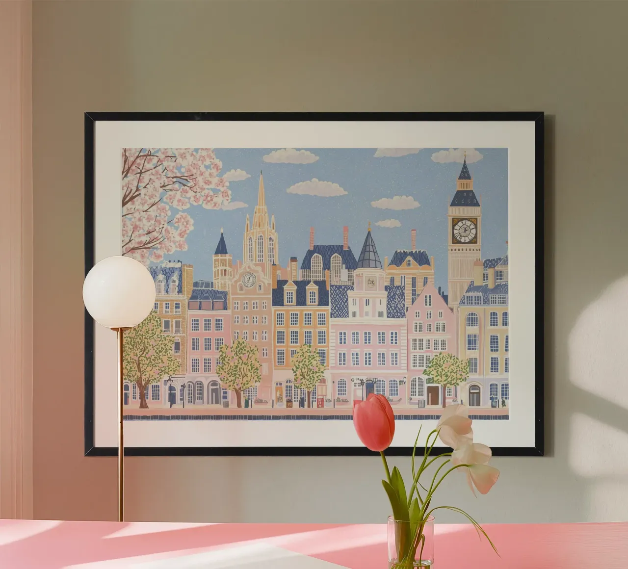 Stampa da viaggio di Londra, Poster di Londra, Mercato dei fiori poster con telaio in legno da Gaia