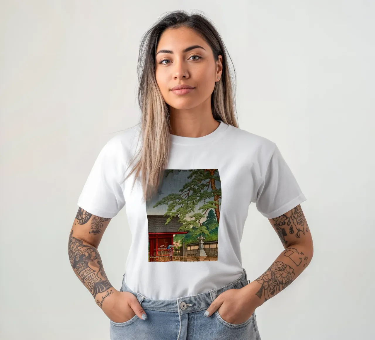 Ukiyo-e: Paesaggio giapponese, Pioggia di primavera a Gokoku-ji Hasui t-shirt da Aesthetic Muse