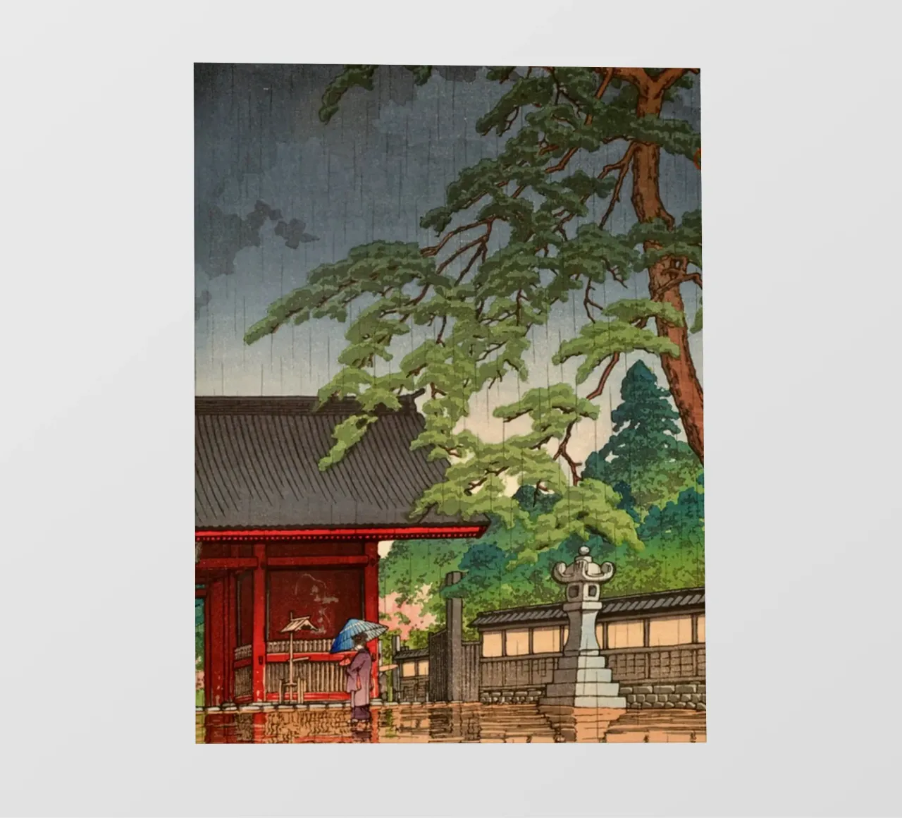 Ukiyo-e: Paesaggio giapponese, Pioggia di primavera a Gokoku-ji Hasui pellicola backlit da Aesthetic Muse