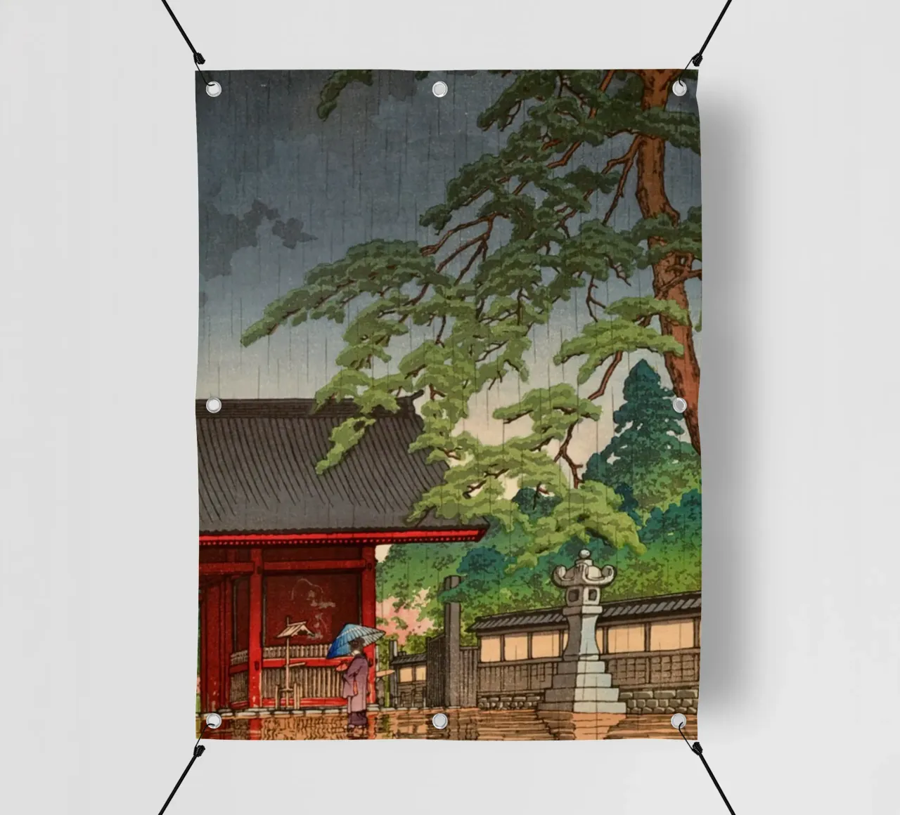 Ukiyo-e: Paesaggio giapponese, Pioggia di primavera a Gokoku-ji Hasui telo in pvc da Aesthetic Muse
