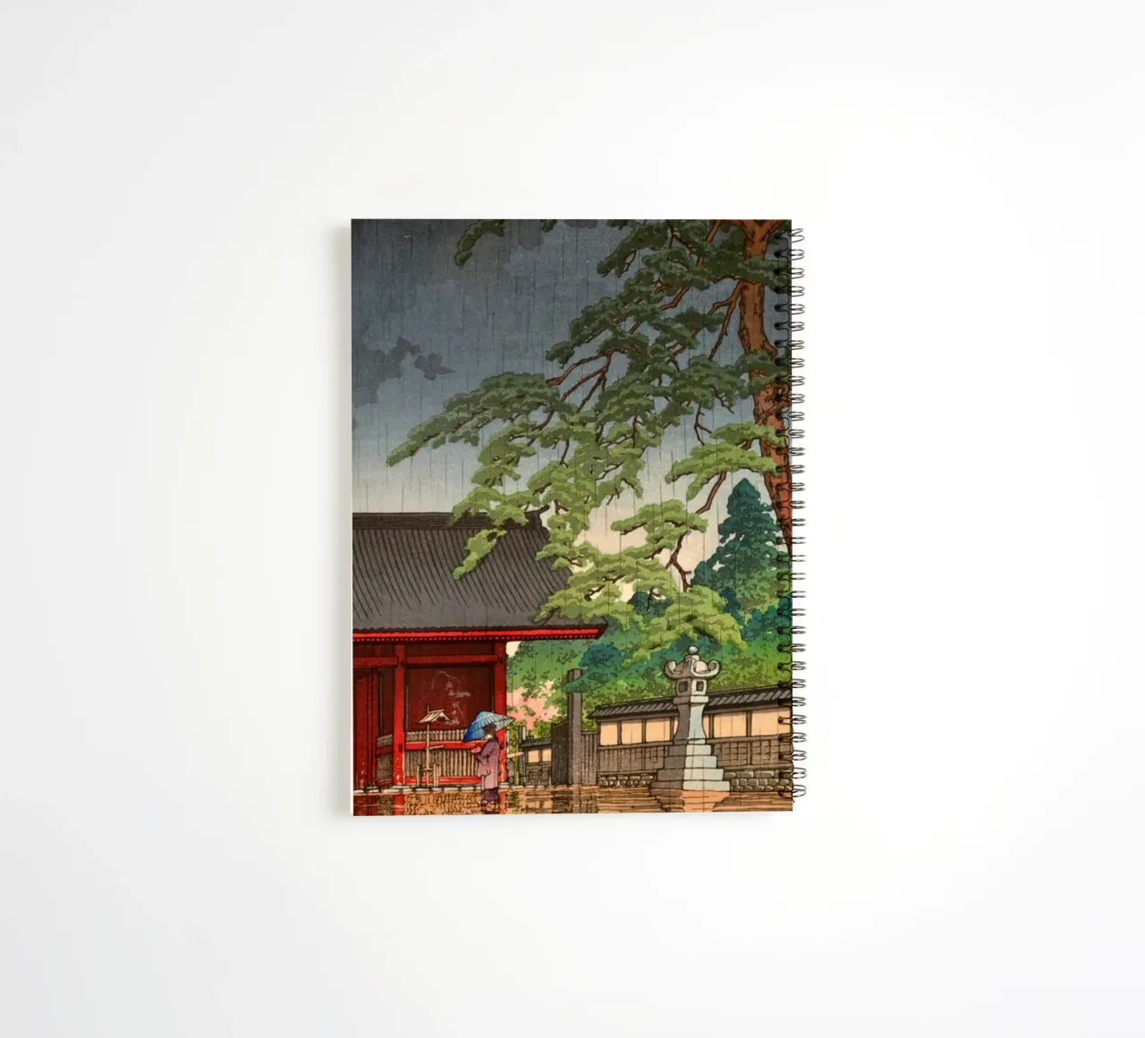 Ukiyo-e: Japanese landscape, Spring Rain at Gokoku-ji Hasui spiral notebook by Aesthetic Muse