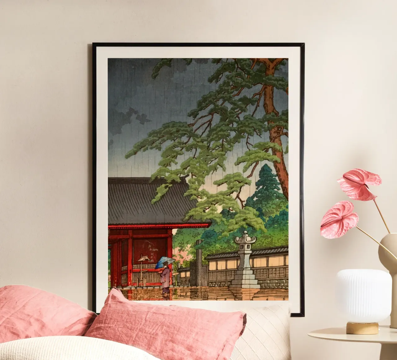 Ukiyo-e: Paesaggio giapponese, Pioggia di primavera a Gokoku-ji Hasui carta hahnemühle da Aesthetic Muse